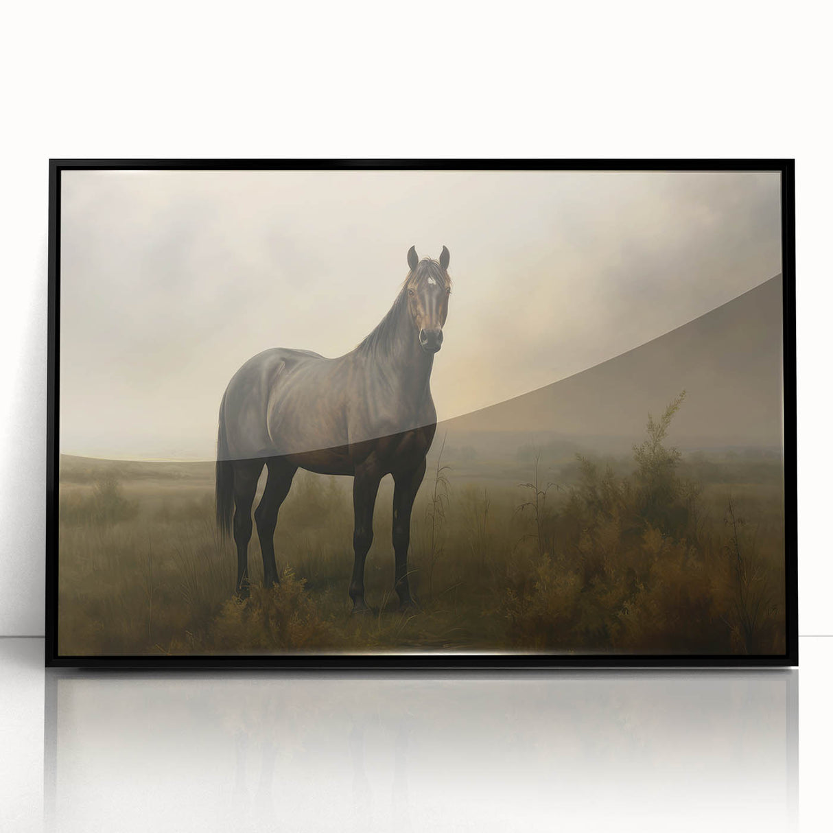 Vintage Animal Art: Majestic Black Horse – Retro Wildlife Print