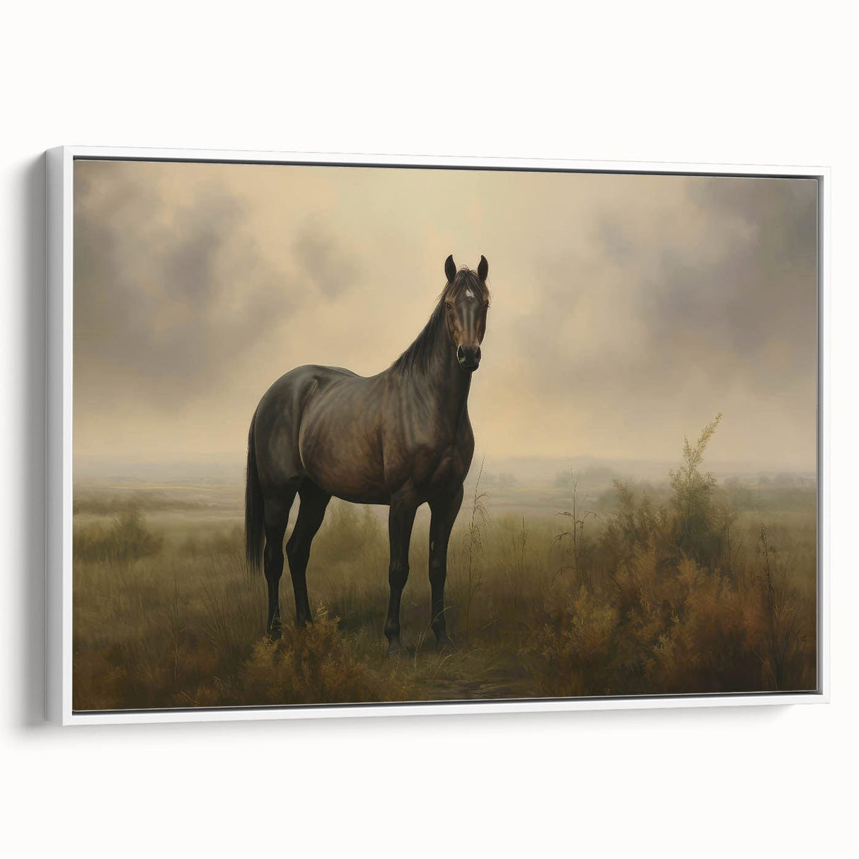 Vintage Animal Art: Majestic Black Horse – Retro Wildlife Print
