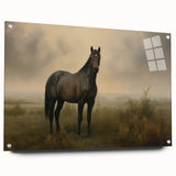 Vintage Animal Art: Majestic Black Horse – Retro Wildlife Print