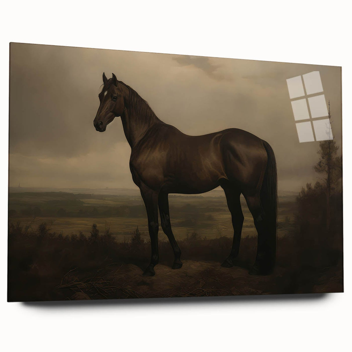 Vintage Animal Art: Majestic Black Horse – Retro Wildlife Print