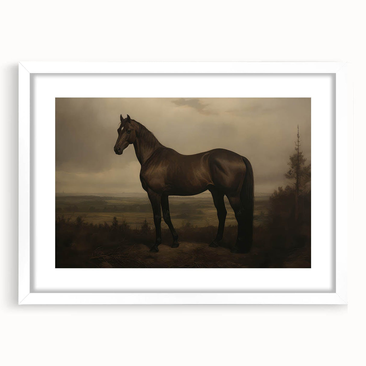Vintage Animal Art: Majestic Black Horse – Retro Wildlife Print