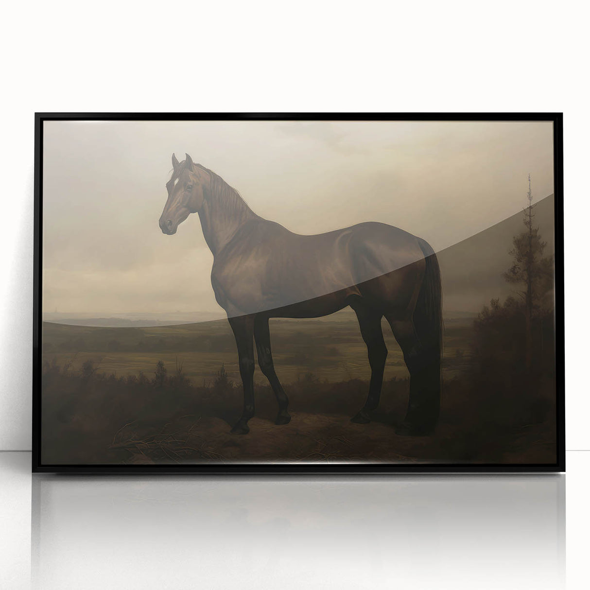 Vintage Animal Art: Majestic Black Horse – Retro Wildlife Print