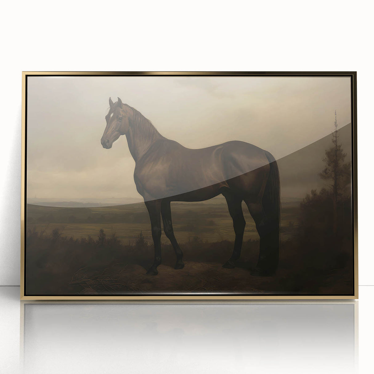 Vintage Animal Art: Majestic Black Horse – Retro Wildlife Print