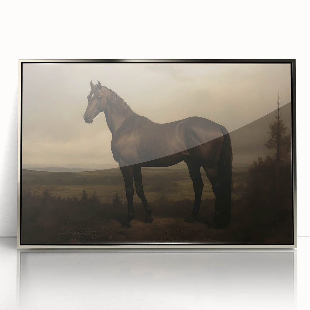 Vintage Animal Art: Majestic Black Horse – Retro Wildlife Print