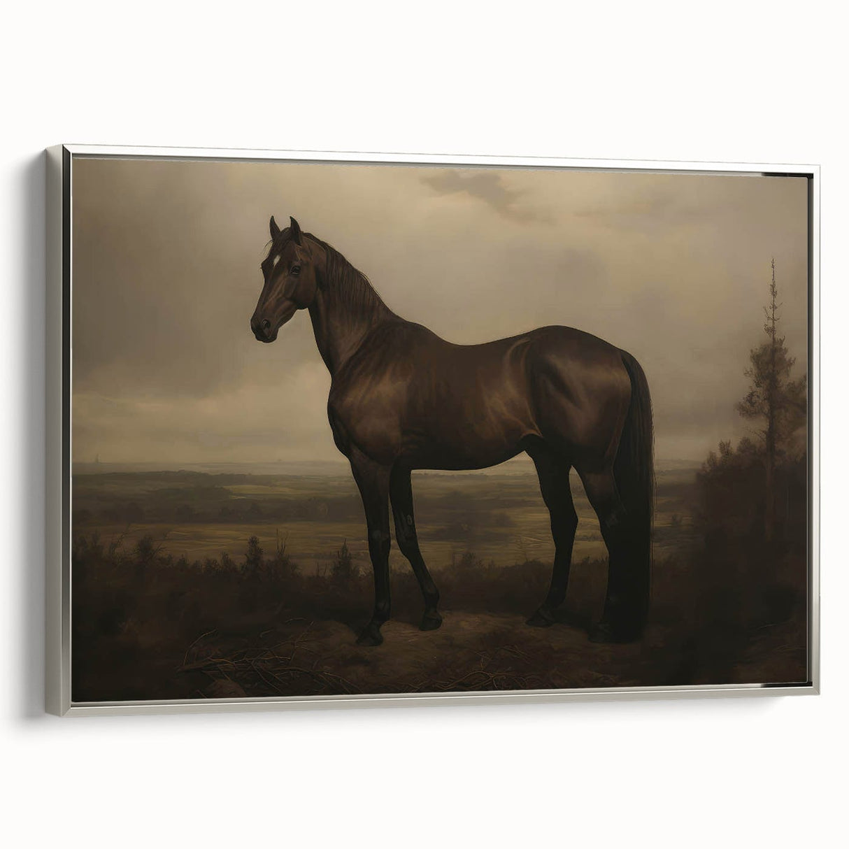 Vintage Animal Art: Majestic Black Horse – Retro Wildlife Print