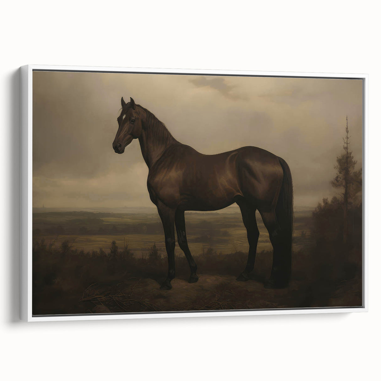 Vintage Animal Art: Majestic Black Horse – Retro Wildlife Print