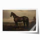 Vintage Animal Art: Majestic Black Horse – Retro Wildlife Print