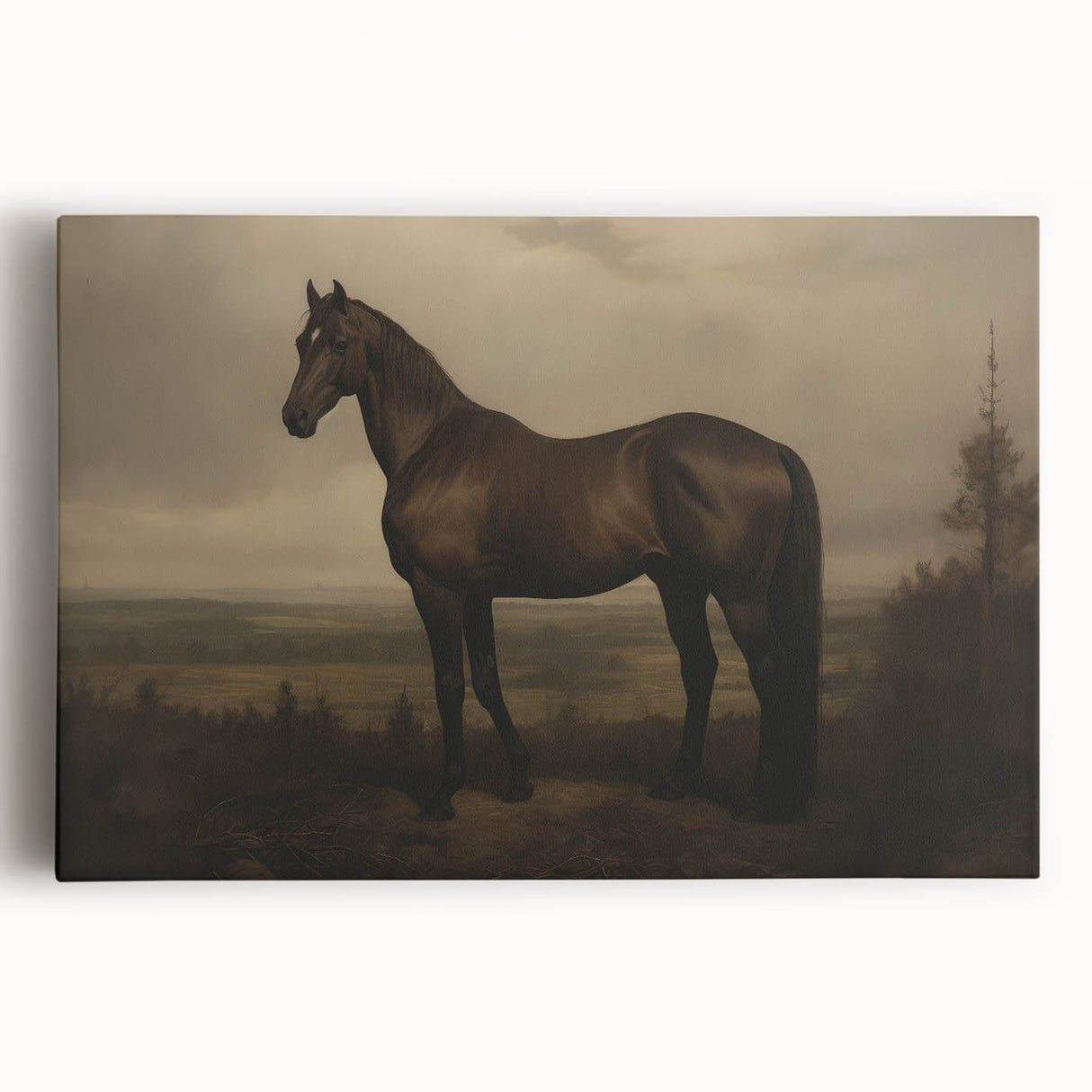 Vintage Animal Art: Majestic Black Horse – Retro Wildlife Print