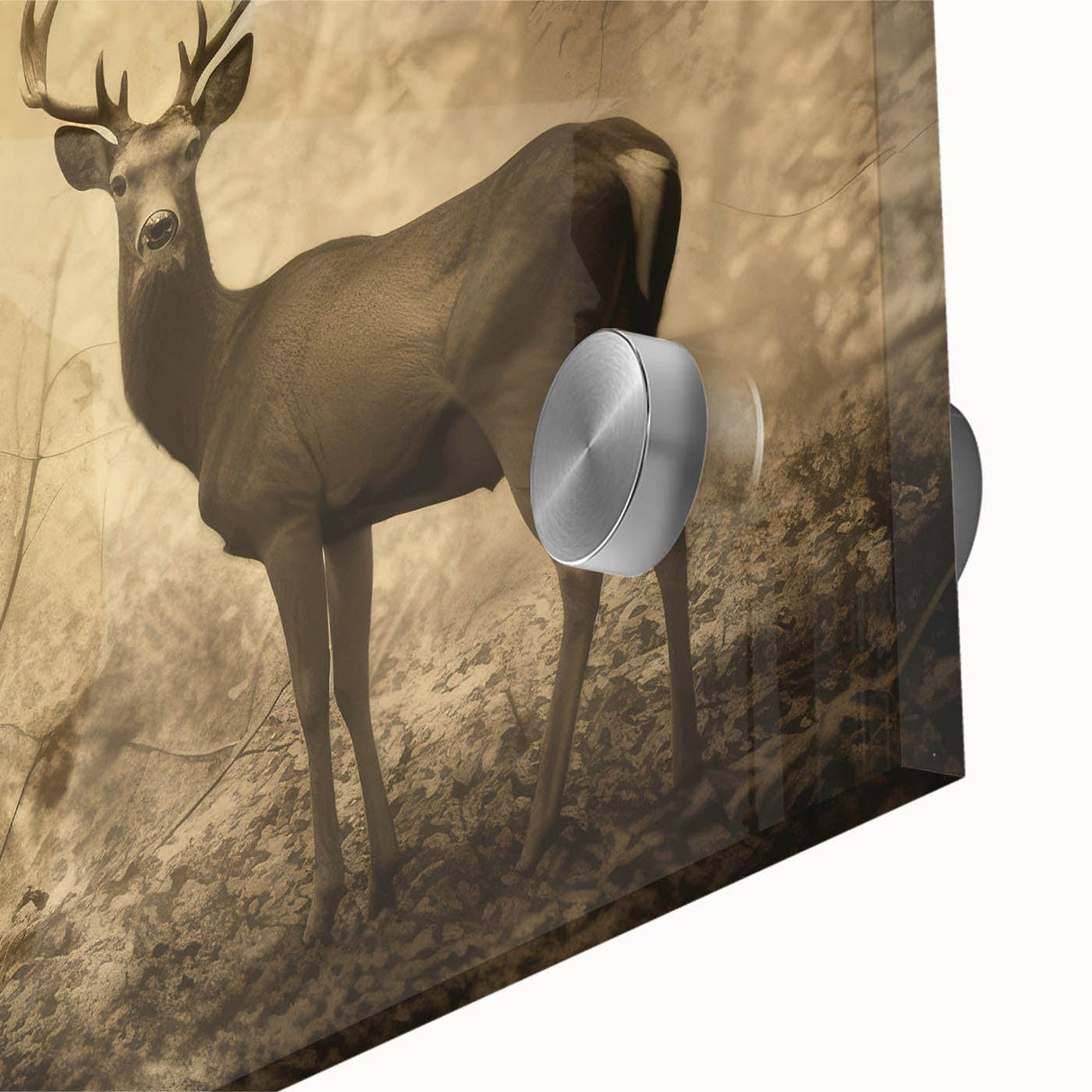 Vintage Animal Art: Deer in Forest – Retro Wildlife Illustration