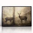Vintage Animal Art: Deer in Forest – Retro Wildlife Illustration