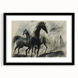 Vintage Animal Art: Abstract Horses – Retro Wildlife Illustration