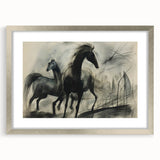 Vintage Animal Art: Abstract Horses – Retro Wildlife Illustration