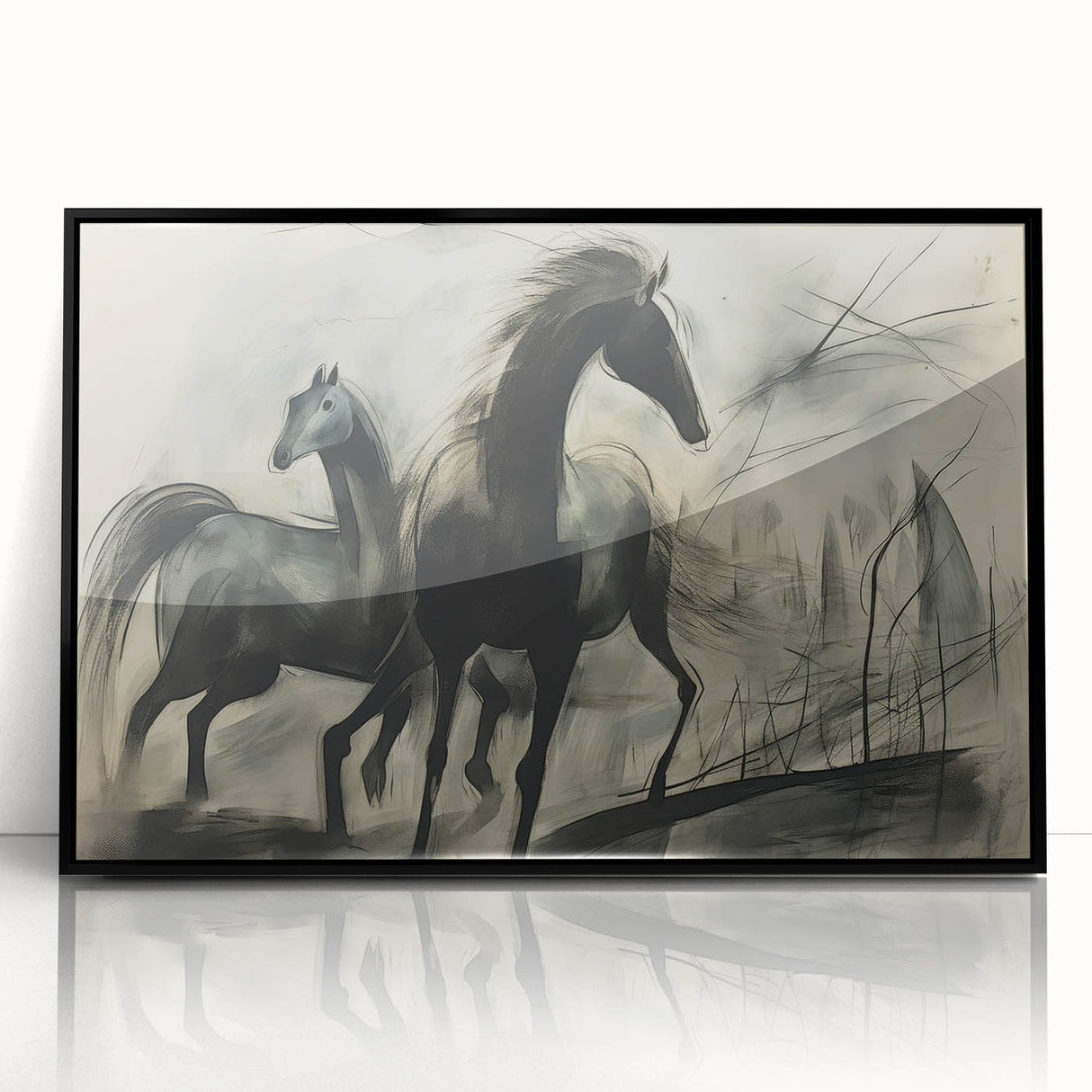 Vintage Animal Art: Abstract Horses – Retro Wildlife Illustration