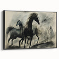 Vintage Animal Art: Abstract Horses – Retro Wildlife Illustration