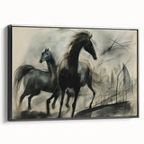Vintage Animal Art: Abstract Horses – Retro Wildlife Illustration