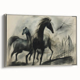 Vintage Animal Art: Abstract Horses – Retro Wildlife Illustration