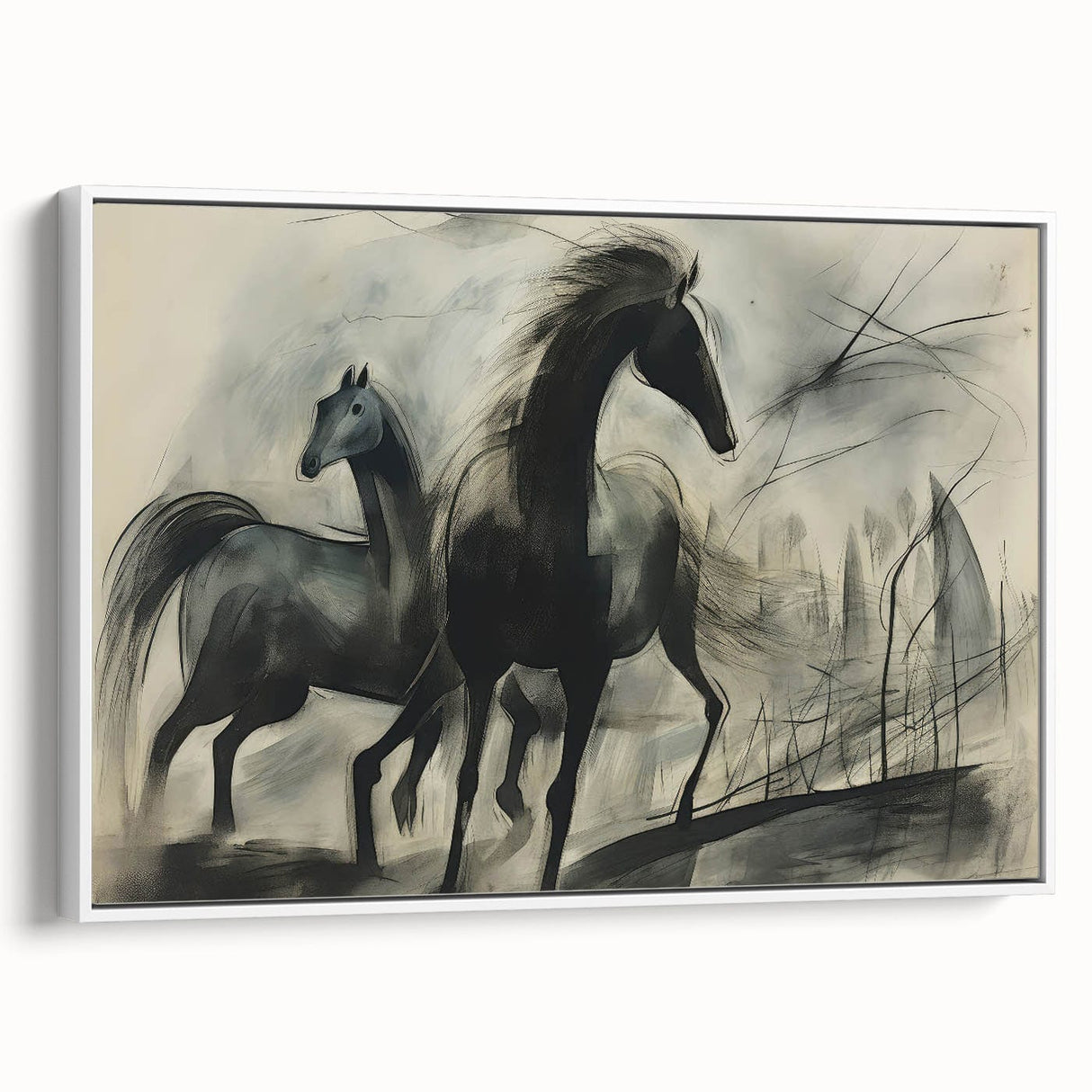 Vintage Animal Art: Abstract Horses – Retro Wildlife Illustration