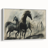 Vintage Animal Art: Abstract Horses – Retro Wildlife Illustration