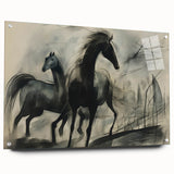 Vintage Animal Art: Abstract Horses – Retro Wildlife Illustration