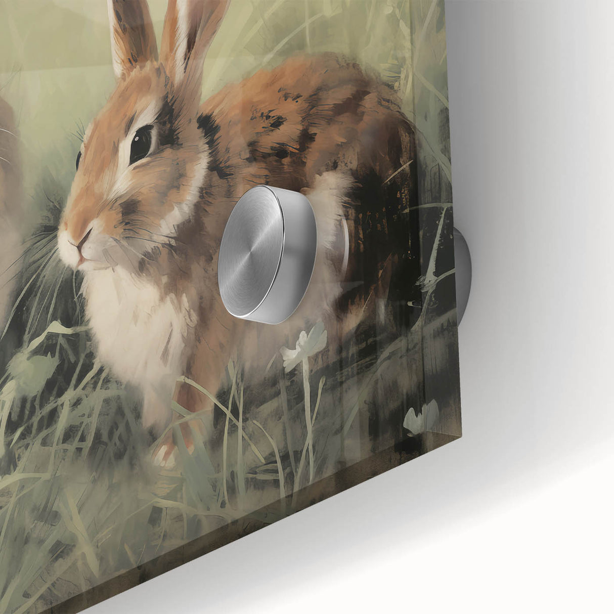 Vintage Animal Art: Rabbits in Grass – Retro Wildlife Illustration