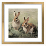 Vintage Animal Art: Rabbits in Grass – Retro Wildlife Illustration