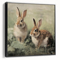 Vintage Animal Art: Rabbits in Grass – Retro Wildlife Illustration