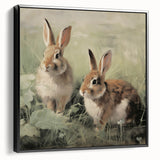 Vintage Animal Art: Rabbits in Grass – Retro Wildlife Illustration