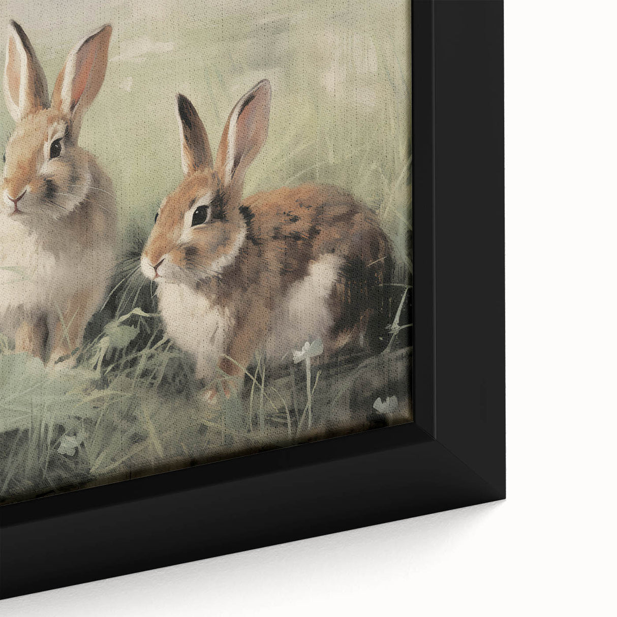 Vintage Animal Art: Rabbits in Grass – Retro Wildlife Illustration