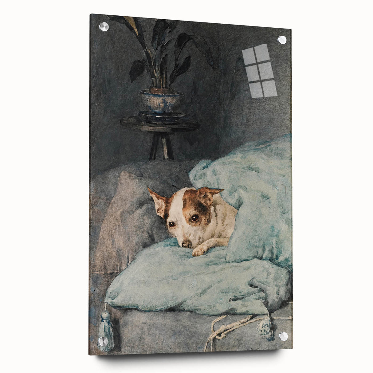 Vintage Animal Art – Cozy Dog in Classic Pet Portrait Print