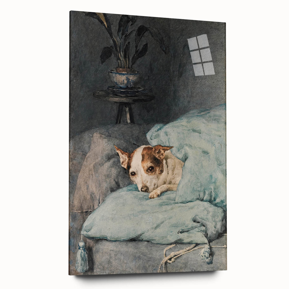 Vintage Animal Art – Cozy Dog in Classic Pet Portrait Print