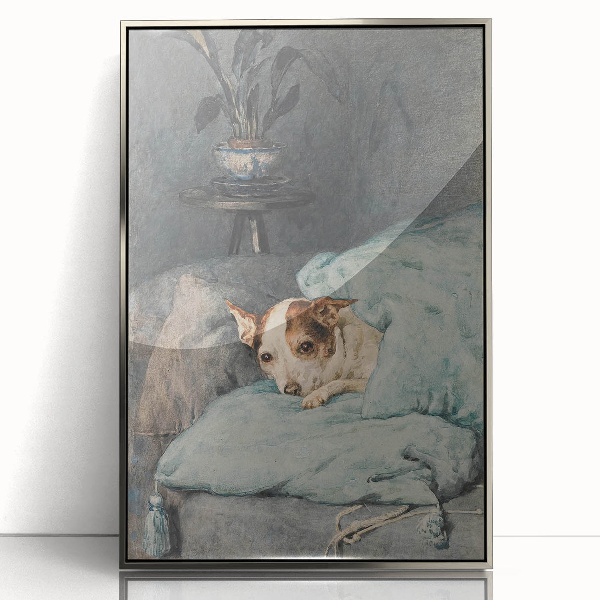 Vintage Animal Art – Cozy Dog in Classic Pet Portrait Print
