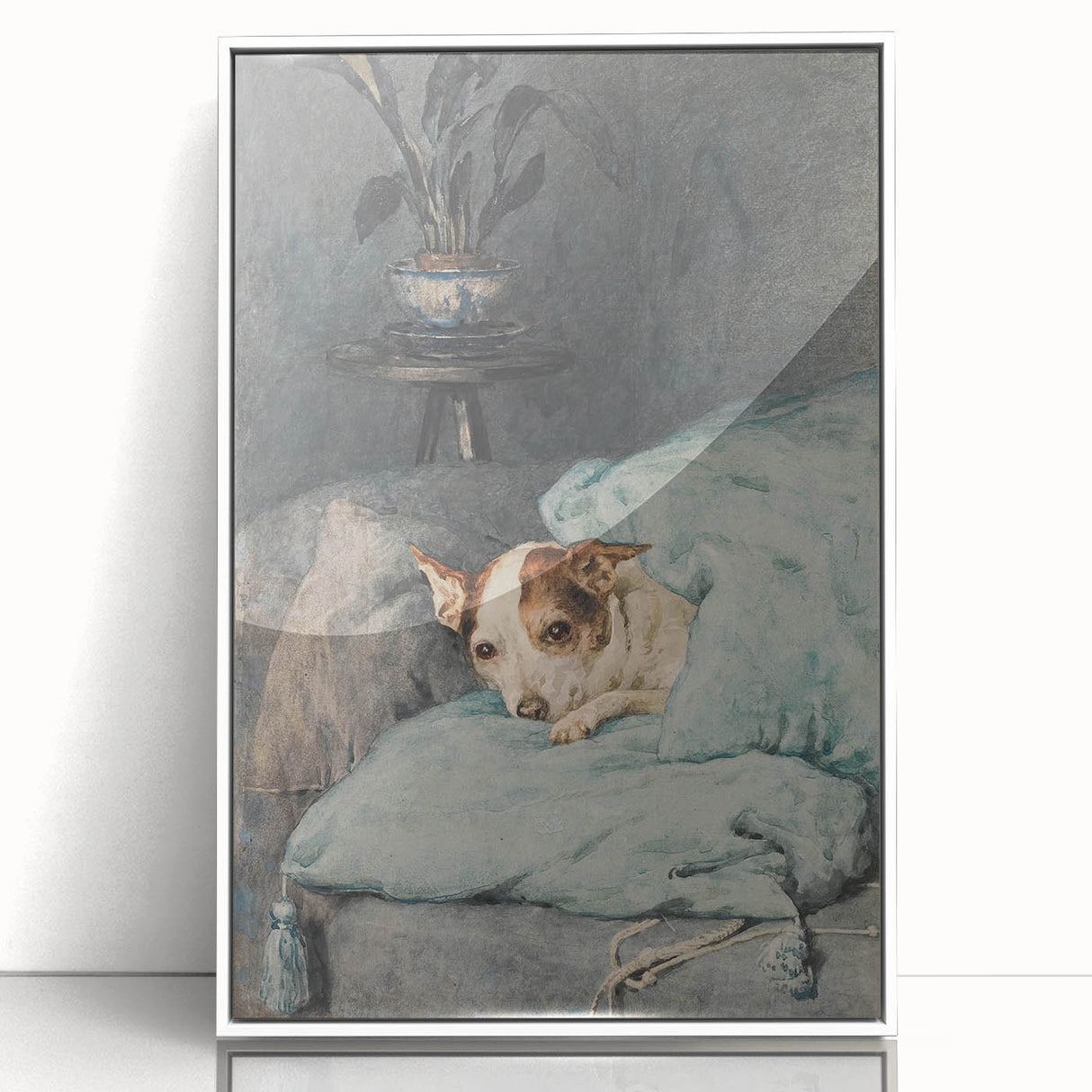 Vintage Animal Art – Cozy Dog in Classic Pet Portrait Print