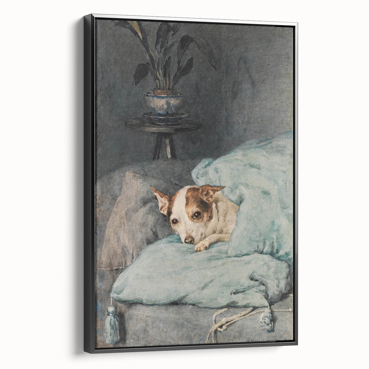 Vintage Animal Art – Cozy Dog in Classic Pet Portrait Print