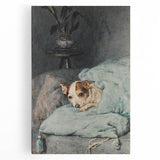 Vintage Animal Art – Cozy Dog in Classic Pet Portrait Print