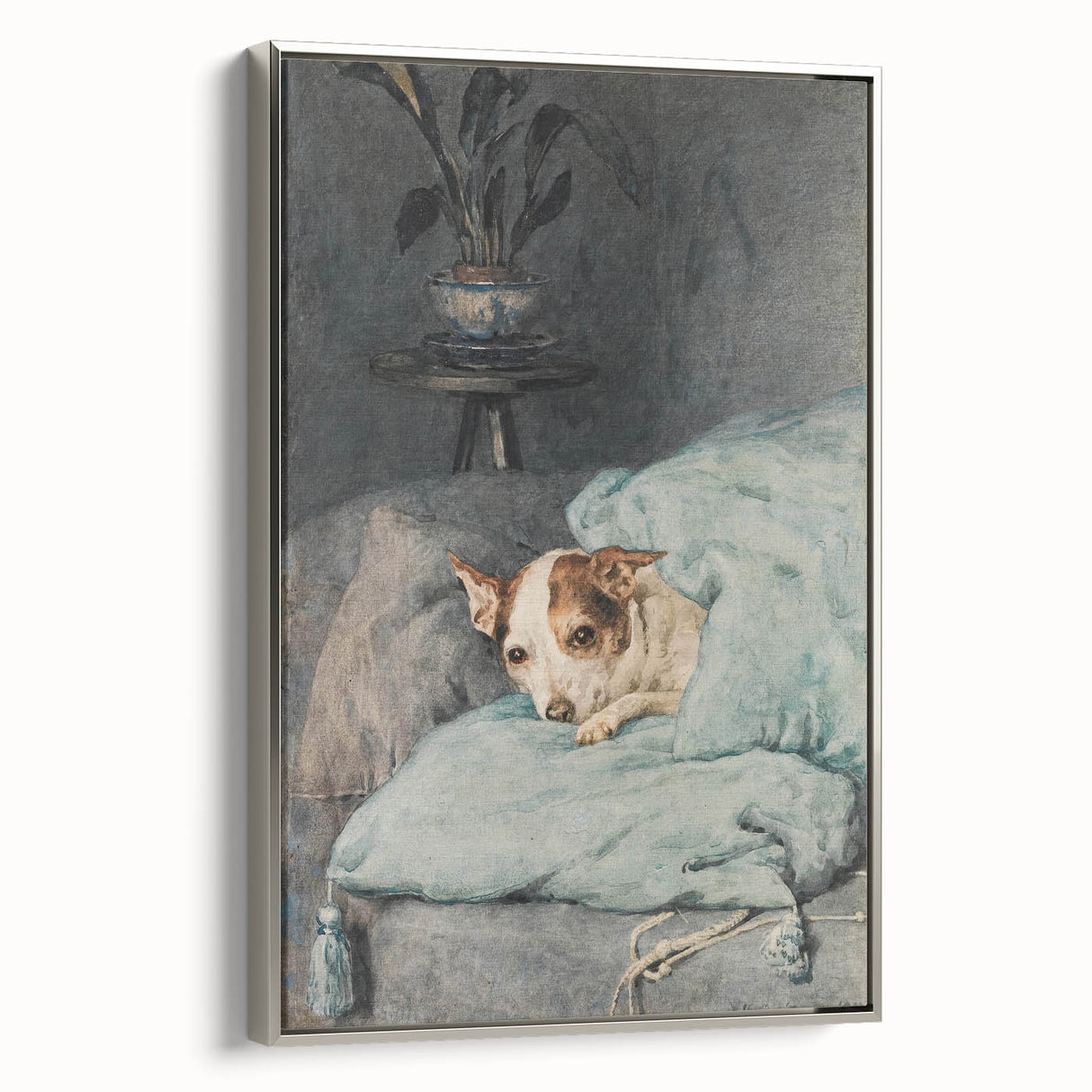 Vintage Animal Art – Cozy Dog in Classic Pet Portrait Print