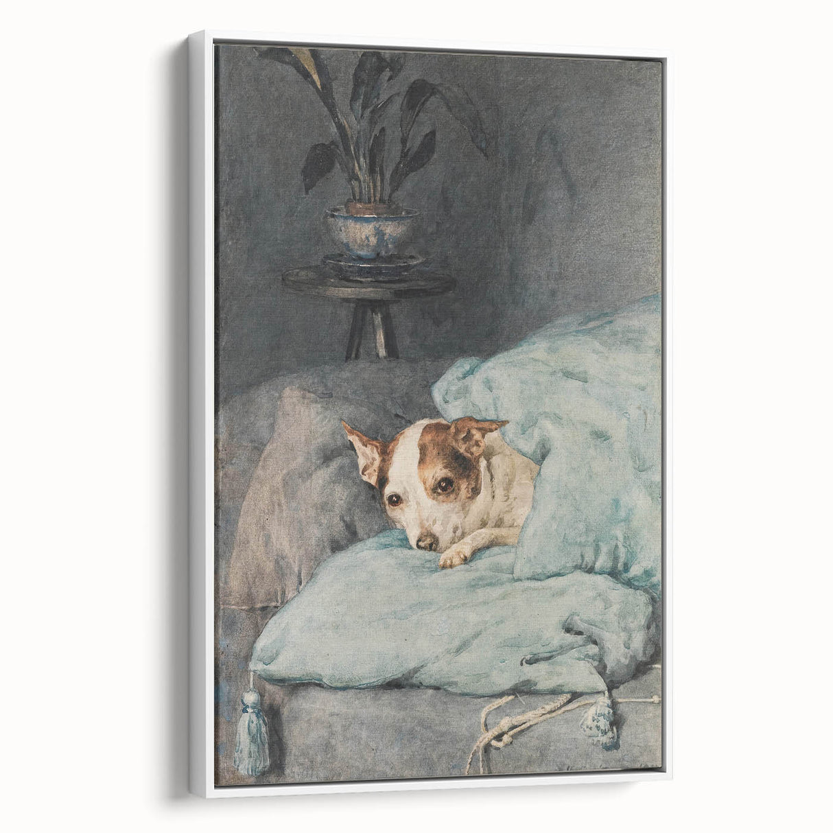Vintage Animal Art – Cozy Dog in Classic Pet Portrait Print