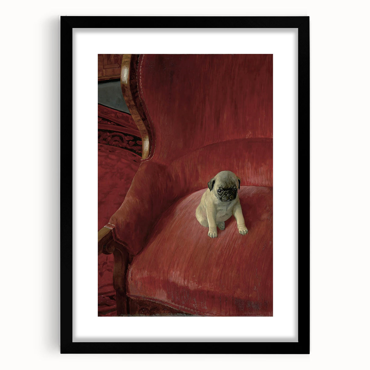 Vintage Animal Art – Playful Pug in Classic Pet Portrait