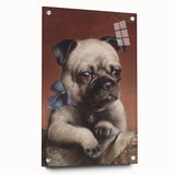 Vintage Animal Art – Adorable Pug with Bow in Classic Portrait