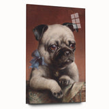 Vintage Animal Art – Adorable Pug with Bow in Classic Portrait