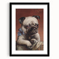 Vintage Animal Art – Adorable Pug with Bow in Classic Portrait