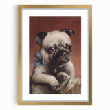 Vintage Animal Art – Adorable Pug with Bow in Classic Portrait