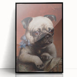 Vintage Animal Art – Adorable Pug with Bow in Classic Portrait