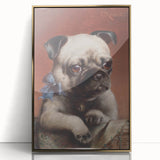 Vintage Animal Art – Adorable Pug with Bow in Classic Portrait
