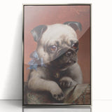 Vintage Animal Art – Adorable Pug with Bow in Classic Portrait