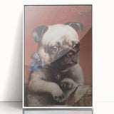 Vintage Animal Art – Adorable Pug with Bow in Classic Portrait