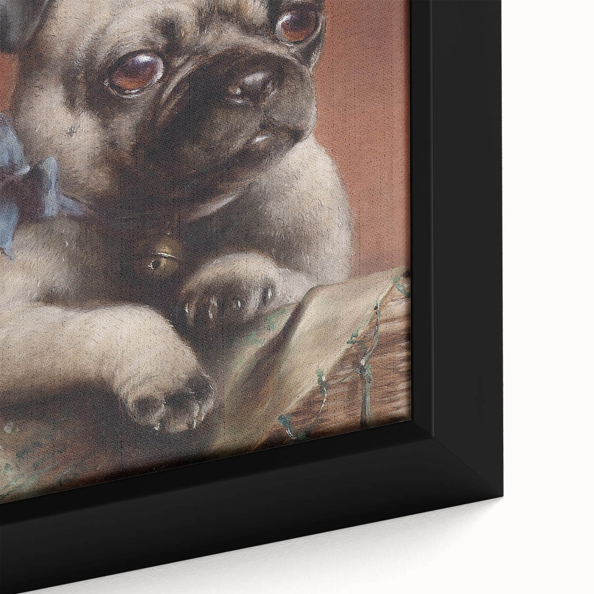 Vintage Animal Art – Adorable Pug with Bow in Classic Portrait