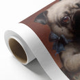 Vintage Animal Art – Adorable Pug with Bow in Classic Portrait