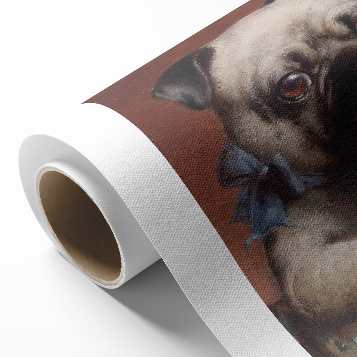 Vintage Animal Art – Adorable Pug with Bow in Classic Portrait