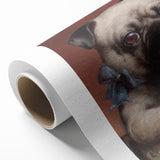Vintage Animal Art – Adorable Pug with Bow in Classic Portrait