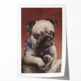 Vintage Animal Art – Adorable Pug with Bow in Classic Portrait